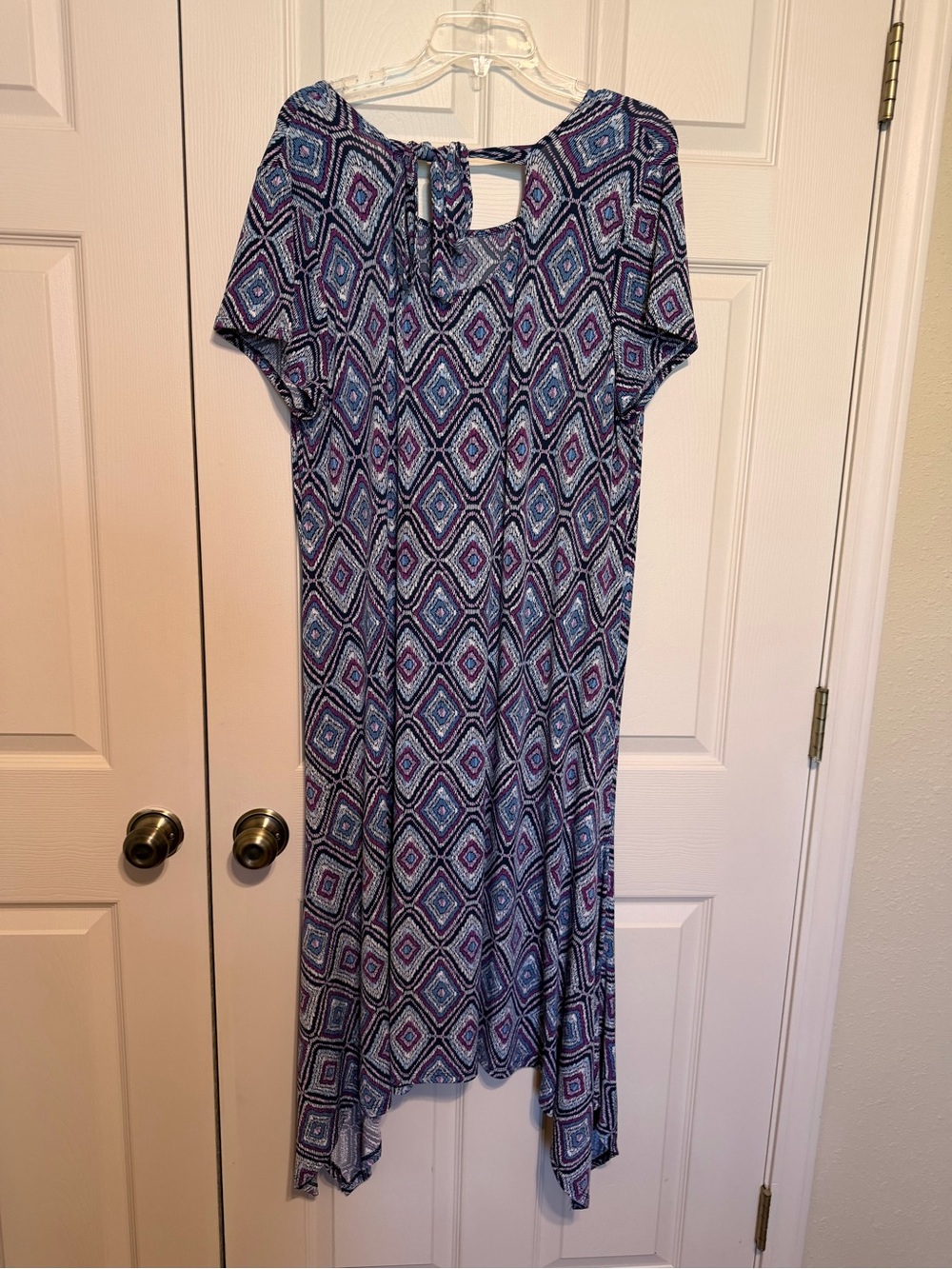 Chico's Blue and Purple Geometric Asymmetrical Dress Chico’s size 3 X-Large